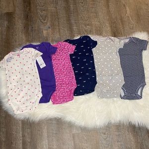 Carter’s Baby Girl Onesies, Set of 6, NWT